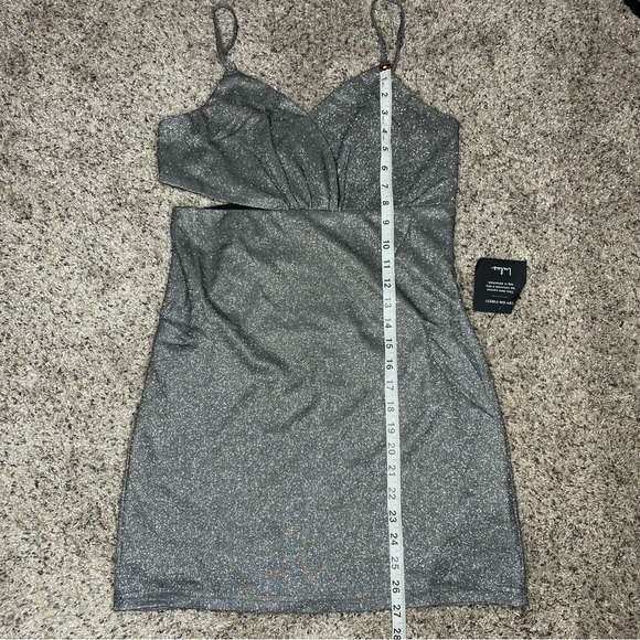 Lulus Forever a Diva Shiny Silver Metallic Lurex Cutout Mini Dress Large NWT - Picture 10 of 10